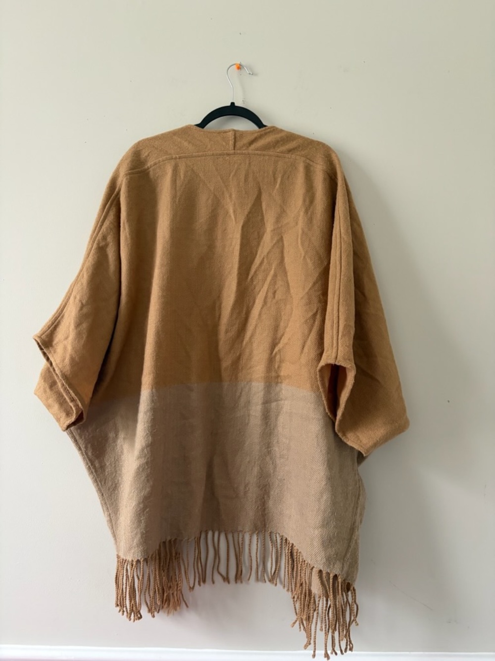 Two-Tone Fringe Open Front Cardigan Jacket - Camel & Taupe - Picture 2 of 2